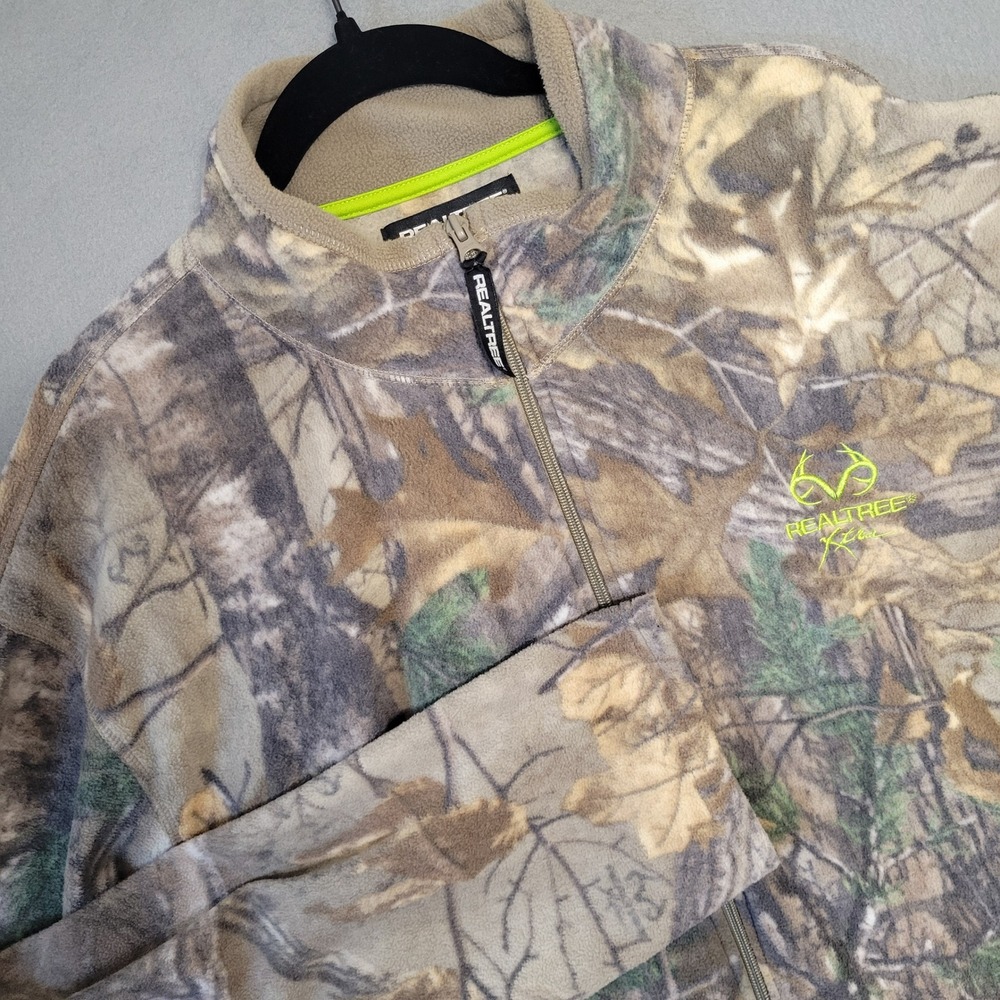 Realtree RT Xtra Camo Full Zip Fleece Jacket Mens‎ 2XL Mock Neck Logo